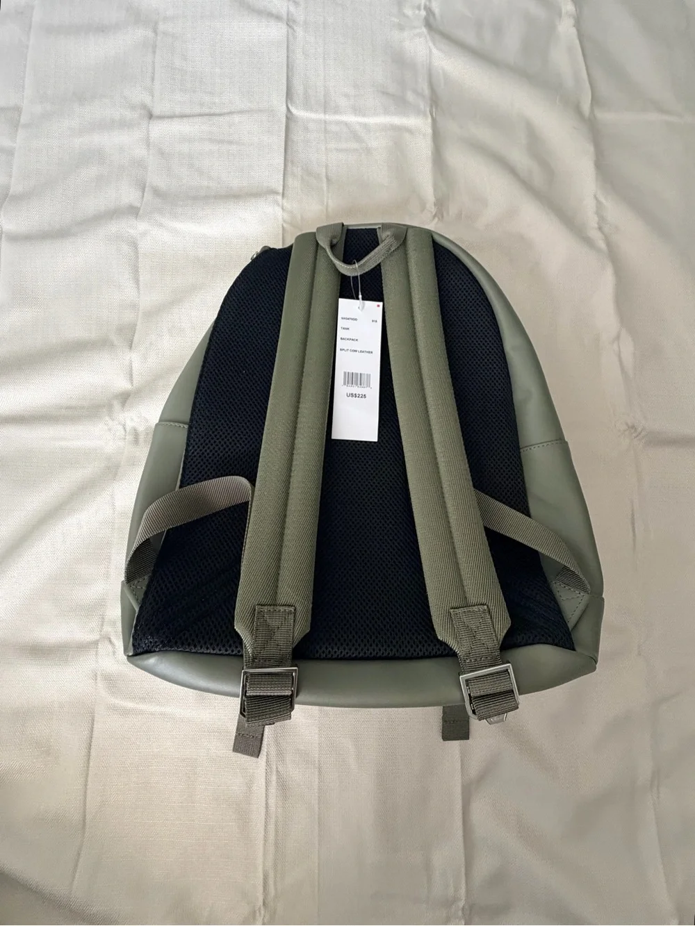 Lacoste Men's Khaki Green Smooth Leather Backpack